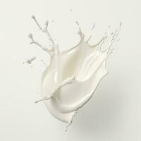 White milk wave splash with splatters and drops generative ai photo