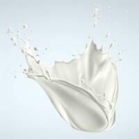 White milk wave splash with splatters and drops generative ai photo