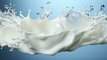 White milk wave splash with splatters and drops generative ai photo