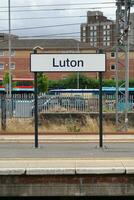 Most Beautiful Low Angle view of Central Luton City Railway Station of England UK. Captured on Cloudy Day of August 2nd, 2023 photo
