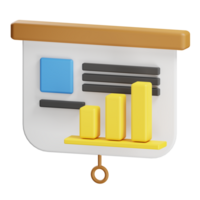 3d rendering presentation with bar chart icon png