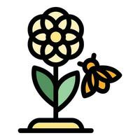 Bee flower nectar icon vector flat