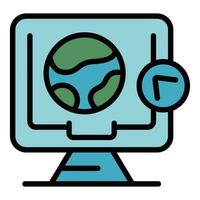 Global online charity icon vector flat