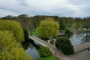 High Angle View of Wardown Museum Public Park Which has a Free Access to Ordinary Public. The Wardown Public Park is Located Near to Central Luton City of England, Captured on April 16th, 2023 photo