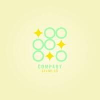 geometric minimalist logo with circle and spark element for company branding vector