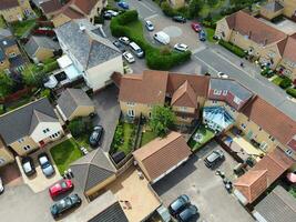 High Angle View of Western Luton City and Residential District. Aerial View of Captured with Drone's Camera on 30th July, 2023. England, UK photo