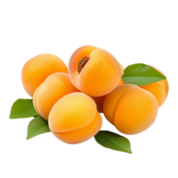 Apricots with leaves on a white background png