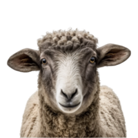 Sheep face shot isolated on transparent background cutout png