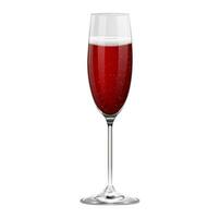 Realistic red champagne glass isolated on white background vector