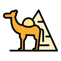 Pyramid camel icon vector flat