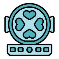 Heart waffle machine icon vector flat