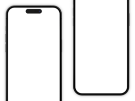 conjunto do dois Smartphone 14 pró brincar tela em a transparente fundo para seu telefone ui ux png