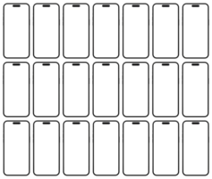 conjunto do Smartphone 14 pró brincar tela em a branco fundo para ui ux aplicativo apresentação brincar. png