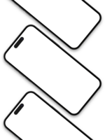 conjunto do três diagonal Smartphone 14 pró brincar tela dispositivo em a transparente fundo para seu apresentação ui ux png