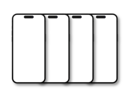 einstellen von vier Telefon 14 Profi Attrappe, Lehrmodell, Simulation Bildschirm auf das leer transparent Hintergrund zum Ihre Design png