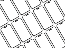 set of collection fo smartphone 14 pro mockup screen on the transparent background with shadow effect png