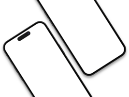 coppia di smartphone 14 professionista modello schermo su il trasparente sfondo con ombra per il tuo mobile ui UX png
