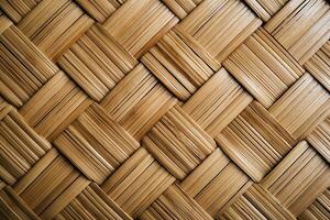 decorativo tradicional tejido bambú cerca cerca arriba Disparo para antecedentes. ai generado. foto
