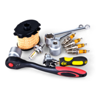 Assortment of bicycle tools and spare parts AI Generative png