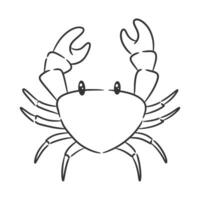 mano dibujado linda cangrejo diseño para colorante vector