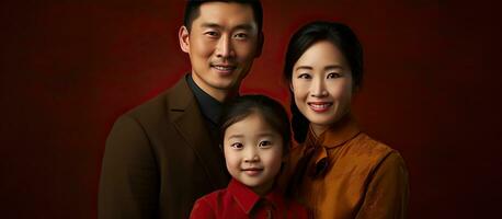 Portrait of a trio in an Asian family photo