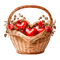 Rounded Basket Hearts Valentines Day Love Stock AI Generative png