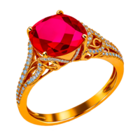 Natural Ruby and Zircon Ring AI Generative png