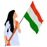 giovane ragazza Tenere India bandiera contro bianca sfondo ai generativo png