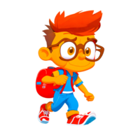 Cartoon character of boy with school AI Generative png