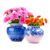 Wild flowers in vase isolated on white background AI Generative png