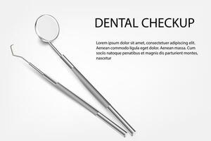 vector 3d realista dental inspección espejo para dientes icono de cerca aislado en blanco antecedentes. médico dentista herramienta. diseño plantilla, clipart.