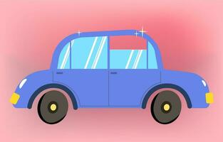dibujos animados retro azul coche aislado. linda juguete coche. transporte vehículo, vector ilustración.