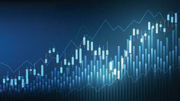 Financial business statistics with bar graph and candlestick chart show stock market price on dark background vector