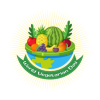 monde végétarien journée logo avec légume et fruit transparent Contexte png