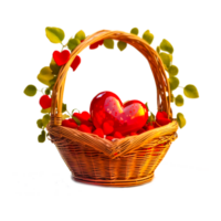 Rounded Basket Hearts Valentines AI Generative png