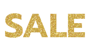 Golden glitter sale message on transparent background, Sale banner, Sale icon, Design for decorating, background, wallpaper, illustration, png