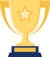 Shiny golden trophy cup with stand, the first prize design element. png