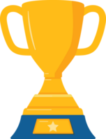 Shiny golden trophy cup with stand, the first prize design element. png