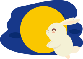 Chinese moon rabbit, Jade hare with full moon background and festive pattern. png