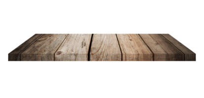 old wood shelves table isolated on transparent background. Png realistic design element.