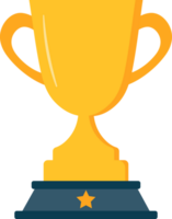Shiny golden trophy cup with stand, the first prize design element. png