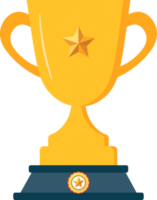 Shiny golden trophy cup with stand, the first prize design element. png