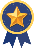 Golden star medal with ribbon, the first prize design element. png