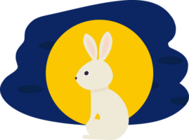 Chinese moon rabbit, Jade hare with full moon background and festive pattern. png