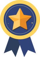 Golden star medal with ribbon, the first prize design element. png