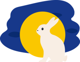 Chinese moon rabbit, Jade hare with full moon background and festive pattern. png