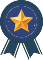 Golden star medal with ribbon, the first prize design element. png