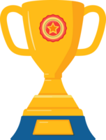 Shiny golden trophy cup with stand, the first prize design element. png