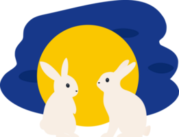 Chinese moon rabbit, Jade hare with full moon background and festive pattern. png