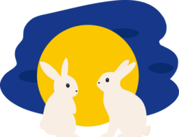 chinois lune lapin, jade lièvre avec plein lune Contexte et de fête modèle. png